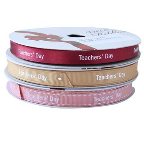 톡톡팬시굿즈 Teachers'' Day 프린팅 포장리본 3p 세트, NO52, 13.5m