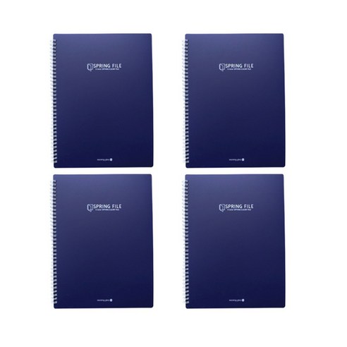 모닝글로리 K컬러 스프링 클리어 파일 40p, 네이비, 4개입