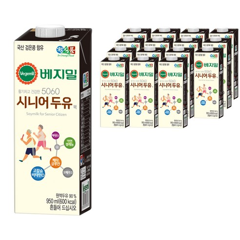베지밀 5060 시니어 두유 팩, 950ml, 12개