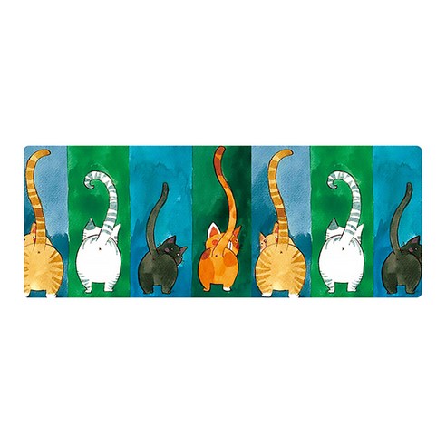 DM 알럽컴 큐트 마우스 장패드 900 x 400 x 3 mm, 고양이뒷모습, 1개