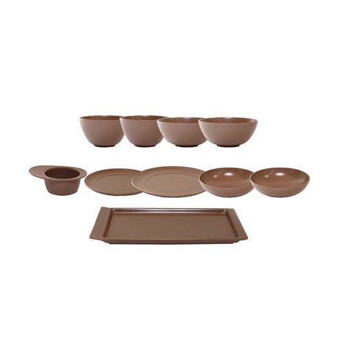 피블루 로스라겐 2인 홈 식기세트, 샴페인, 밥공기 2p + 국공기 2p + 라메킨 + 원형접시 19cm + 23cm + 직사각접시 + 중찬기 2p