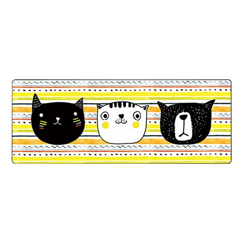 DM 알럽컴 큐트 마우스 장패드 800 x 300 x 4 mm, 세마리고양이, 1개