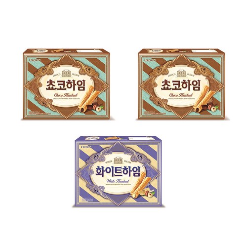 크라운 쵸코하임 과자 284g x 2p + 화이트하임 284g, 1세트