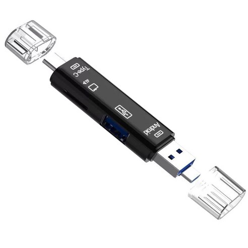 테크맨 스페셜 다기능 OTG 젠더 Type-C / Micro USB, 블랙, 1개
