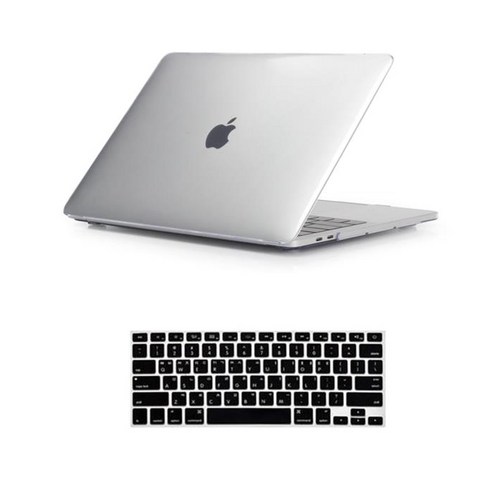 뉴비아 맥북용 키스킨 블랙 + 크리스탈 하드케이스 투명 맥북프로13터치 A1706, 혼합 색상, 1세트