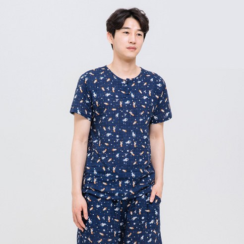 속옷미인 남성용 와플레이온 반팔 상하의 세트 파자마