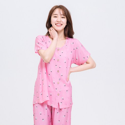 속옷미인 여성용 자연인견 반팔 상하의 세트 파자마