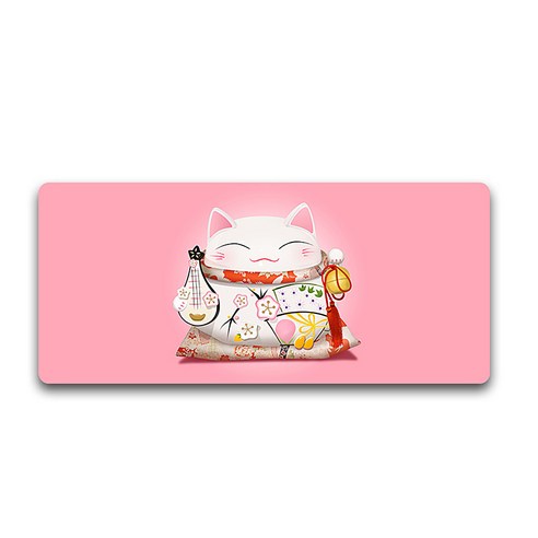 알럽컴 행운의 고양이 마우스 장패드 400 x 900 x 3 mm, 3TYPE(핑크), 1개