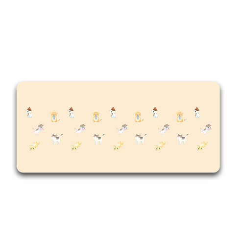 알럽컴 행운의 고양이 마우스 장패드 400 x 900 x 3 mm, 1TYPE(베이지), 1개