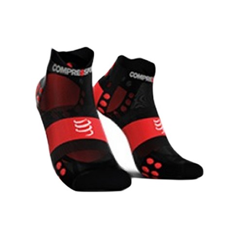 컴프레스포트 프로레이싱삭스 V3.0 울트라라이트 런로우 양말, BLACK + RED