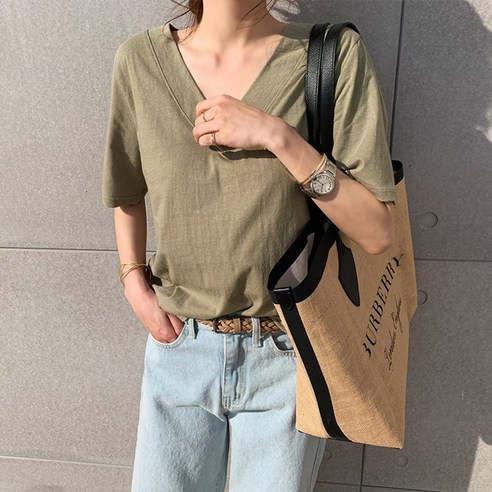 난닝구 여성용 다델 브이넥 반팔티