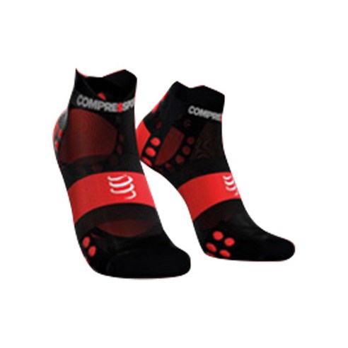 컴프레스포트 프로레이싱삭스 V3.0 울트라라이트 런로우 양말, BLACK + RED