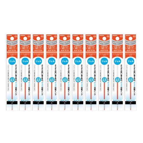제브라 중성펜 리필심 프레필 NJK 사라사 0.5mm, 레드, 10개입