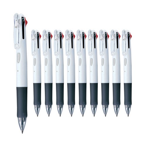 제브라 유성펜 클립온4색 B4A3 0.7mm, 화이트, 10개입