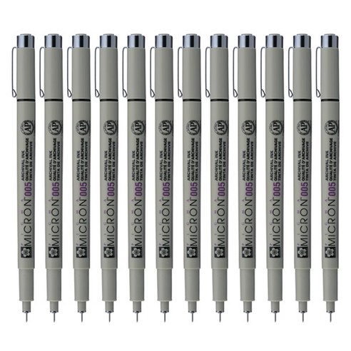 SAKURA 피그마 마이크론 005 젤잉크펜 0.2mm, 블랙, 12개입