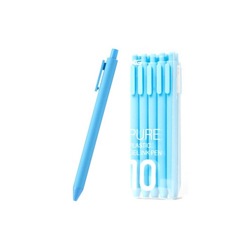 KACO PURE 컬러 소프트 젤펜 블랙심 0.5mm 10p, 스카이블루, 1개