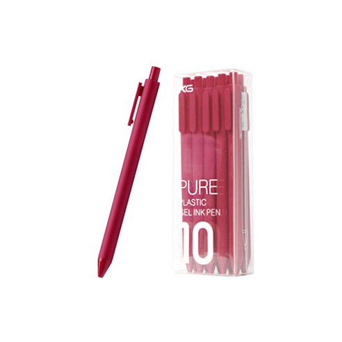 동아피엠에스 KACO PURE 컬러 소프트 젤펜 블랙심 0.5mm 10p, 버건디, 1개