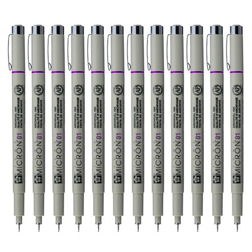 SAKURA 피그마 마이크론 01 젤잉크펜 0.25mm, 퍼플, 12개입