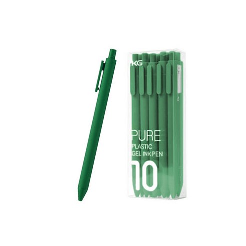 동아피엠에스 KACO PURE 컬러 소프트 젤펜 블랙심 0.5mm 10p, 다크그린, 1개