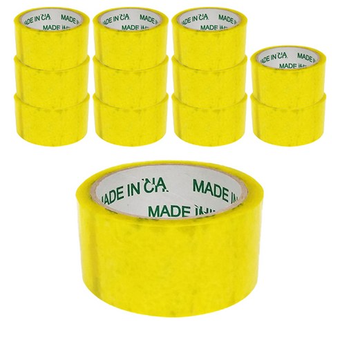 블루마토 박스테이프 48mm x 50m PTP003, 노란빛 투명, 12개입