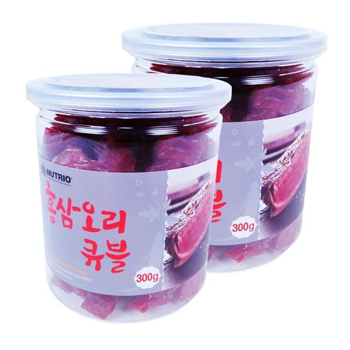 뉴트리오 스테이크 반려견 간식, 홍삼 + 오리큐블 혼합맛, 300g, 2개