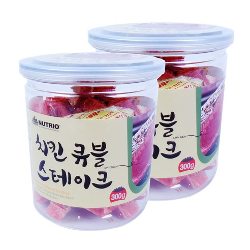 뉴트리오 스테이크 반려견 간식, 치킨큐블맛, 300g, 2개