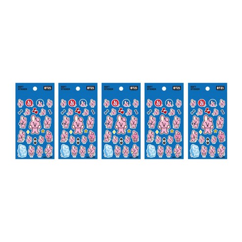 라인프렌즈 BT21 소프트 스티커, 쿠키, 5개입