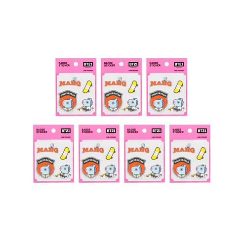 라인프렌즈 BT21 캐스팅 뱃지 스티커, 망, 7개입