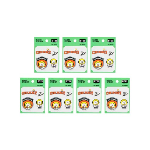 라인프렌즈 BT21 캐스팅 뱃지 스티커, 치미, 7개입