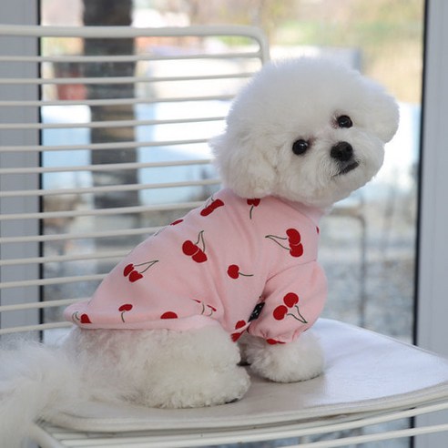 도그토리 체리퍼프 강아지 티셔츠, 핑크