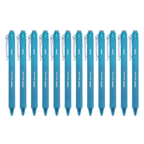 신지 토모 퀵 드라이 중성 젤펜 0.38mm, 스카이블루, 12개입