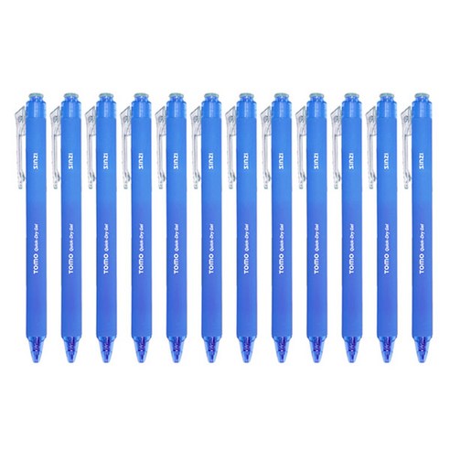 신지 토모 퀵 드라이 중성 젤펜 0.38mm, 블루, 12개입