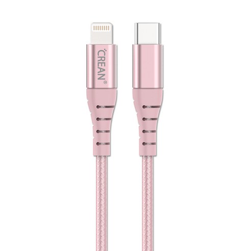 크레앙 USB C to 라이트닝 충전 싱크 케이블 1.8m CRECBMFICTOL, 핑크, 1개