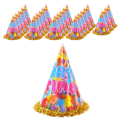 파티쇼 홀로그램 생일고깔모자 일반 파티, 혼합 색상, 24개입