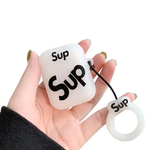 윰플 SUP스트릿 실리콘 에어팟 이어폰 케이스, 화이트