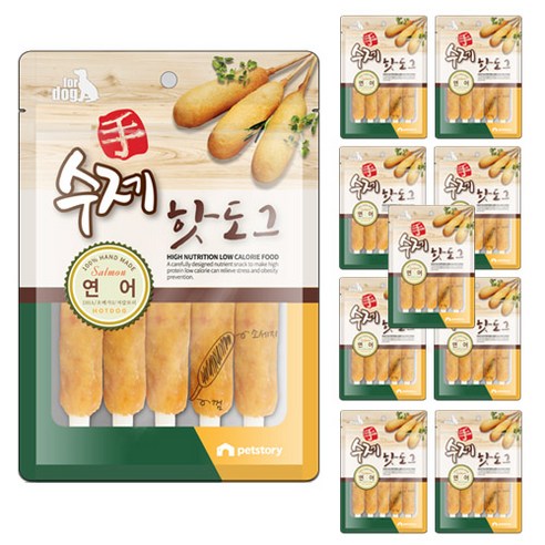 펫스토리 강아지 수제핫도그 간식, 연어, 100g, 10개