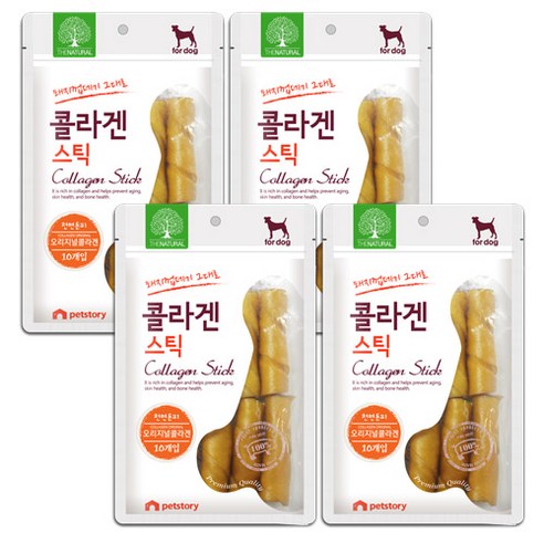 더내추럴 콜라겐 스틱 강아지 간식 8cm 10p, 오리지널, 4개, 200g