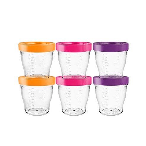 베베락 트라이탄 밀폐용기 180ml 세트 오렌지 2p + 핑크 2p + 퍼플 2p, 혼합 색상, 1세트