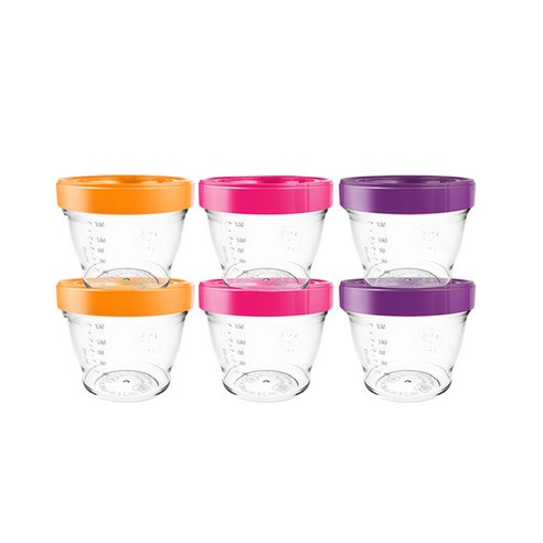 베베락 트라이탄 밀폐용기 130ml 세트 오렌지 2p + 핑크 2p + 퍼플 2p, 혼합 색상, 1세트