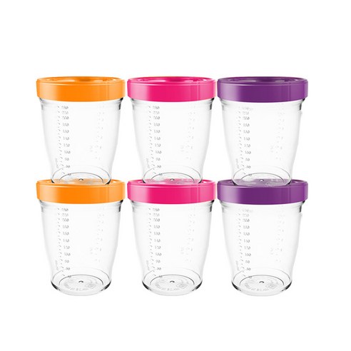 베베락 트라이탄 밀폐용기 240ml 세트 오렌지 2p + 핑크 2p + 퍼플 2p, 혼합 색상, 1세트