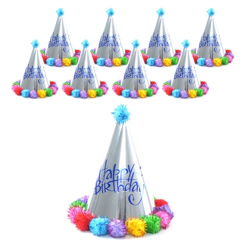 파티쇼 실버솜방울생일고깔모자는 생일 파티를 위한 고급스러운 디자인과 실버계열의 색상으로 제작되었으며, 다양한 사이즈와 단품세트로 구성되어 파티를 더욱 화려하게 연출할 수 있는 아이템입니다.