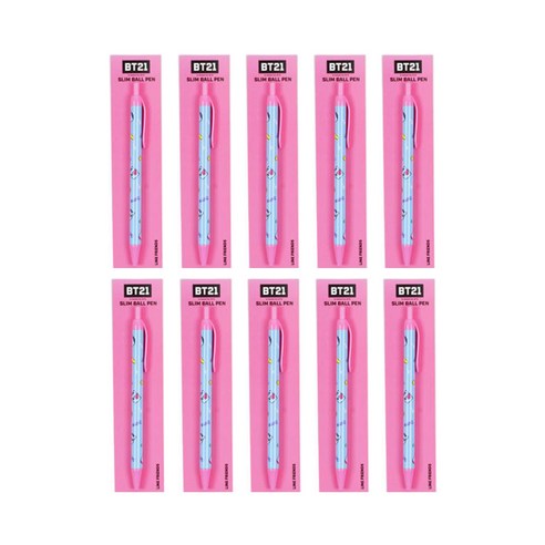라인프렌즈 BT21 슬림볼펜 0.5mm, 망, 10개