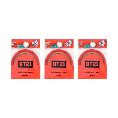 라인프렌즈 BT21 마스킹테이프 15mm, 알제이, 3개