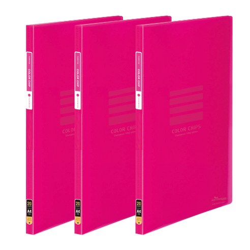 에코청운 칼라칩 클리어화일 20매 A4, 핑크, 3개