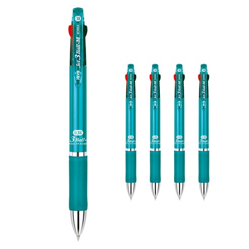 자바펜 제트3볼 M 멀티펜 0.38mm, 민트, 5개