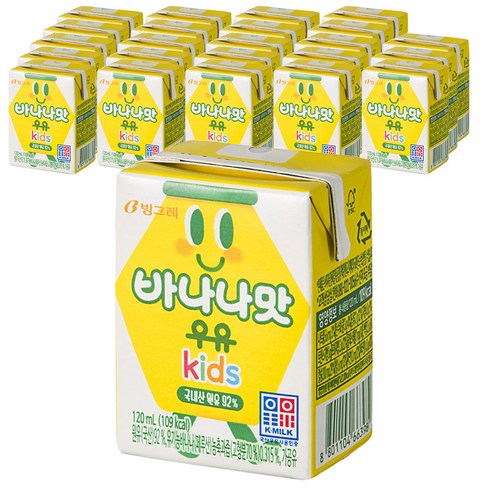 빙그레 바나나맛우유 kids 120ml, 바나나맛, 24개