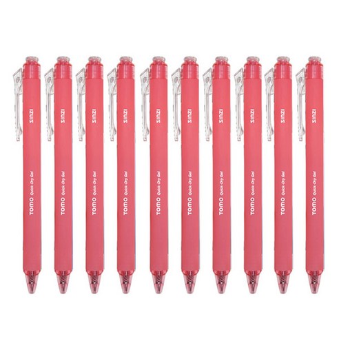 신지 토모 퀵 드라이 중성펜 0.38mm, 레드, 10개