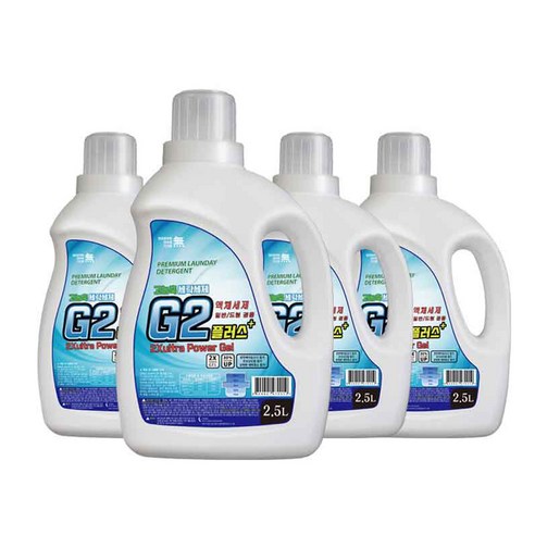 G2 플러스 액체 세탁세제 일반드럼겸용 본품, 2.5L, 4개