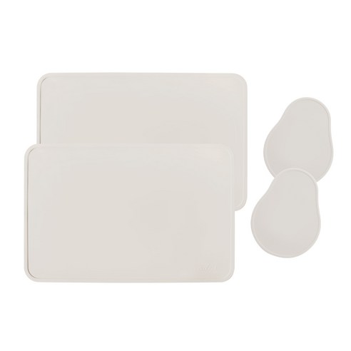 에이드엘 다이닝 실리콘 테이블웨어 2인세트 4p, 베이지, 테이블매트(가로 428mm x 세로 282mm), 컵받침(가로 105mm x 세로 135mm)