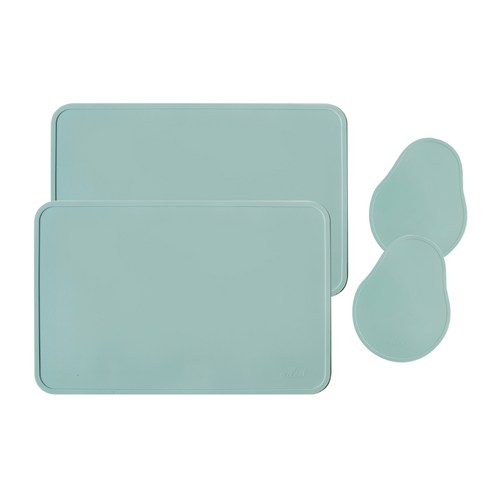 에이드엘 다이닝 실리콘 테이블웨어 2인세트 4p, 민트, 테이블매트(가로 428mm x 세로 282mm), 컵받침(가로 105mm x 세로 135mm)